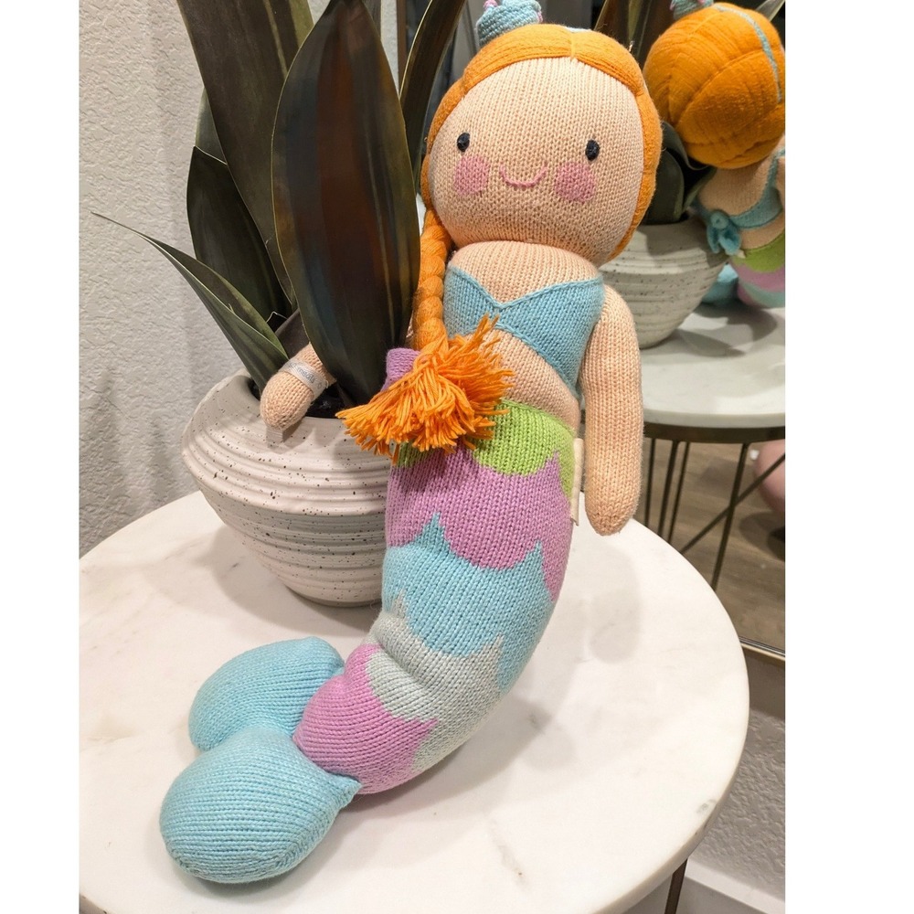 Cuddle + Kind Isla Mermaid Knit Doll Kids 20" Multicolor Boho Heirloom Plush